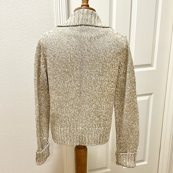 Vintage Gap Women’s Chunky Knit Sweater w/Full Zip Front, Marled Camel/White - L - Picture 4 of 15
